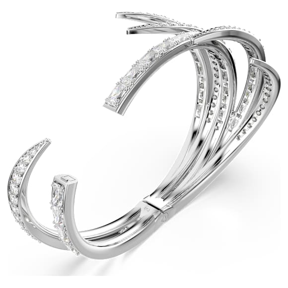 Pevný náramek Vienna, Různé výbrusy, Bílý, Pokoveno rhodiem - Swarovski, 5756049