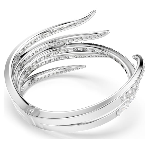 Pevný náramek Vienna, Různé výbrusy, Bílý, Pokoveno rhodiem - Swarovski, 5756049
