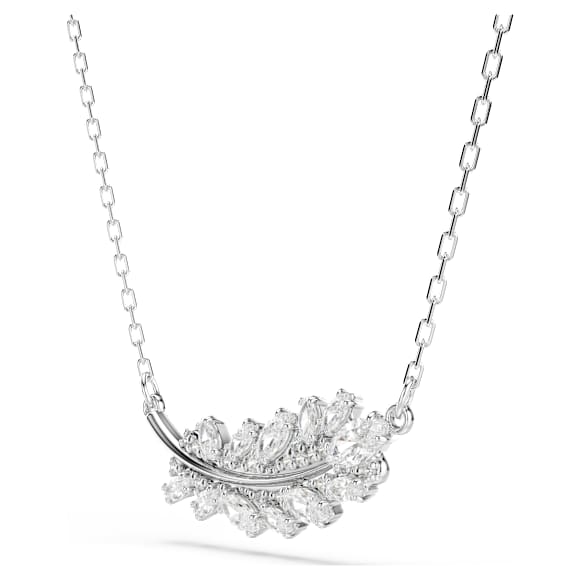 Vienna medál, Vegyes metszés, Madártoll, Fehér, Ródium bevonattal - Swarovski, 5756111