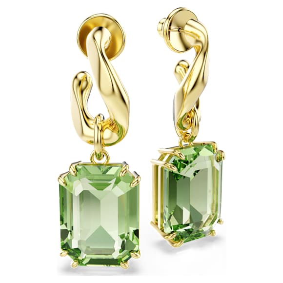 Millenia Drop-Ohrhänger, Oktagon-Schliff, Grün, 18K goldbeschichtet - Swarovski, 5756151