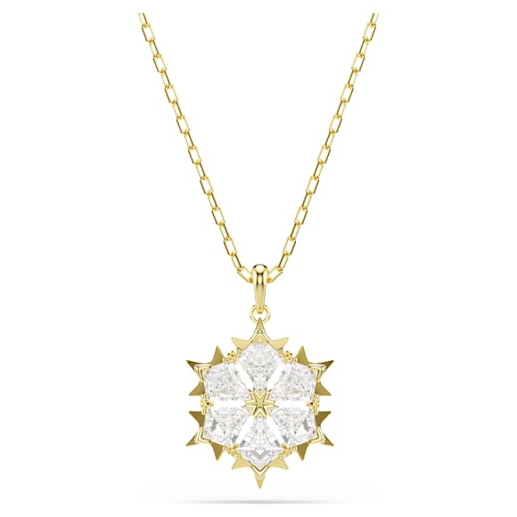 Pandantiv Magic, Tăieturi mixte, Fulg de zăpadă, Alb, Finisaj din aur de 18k - Swarovski, 5757788