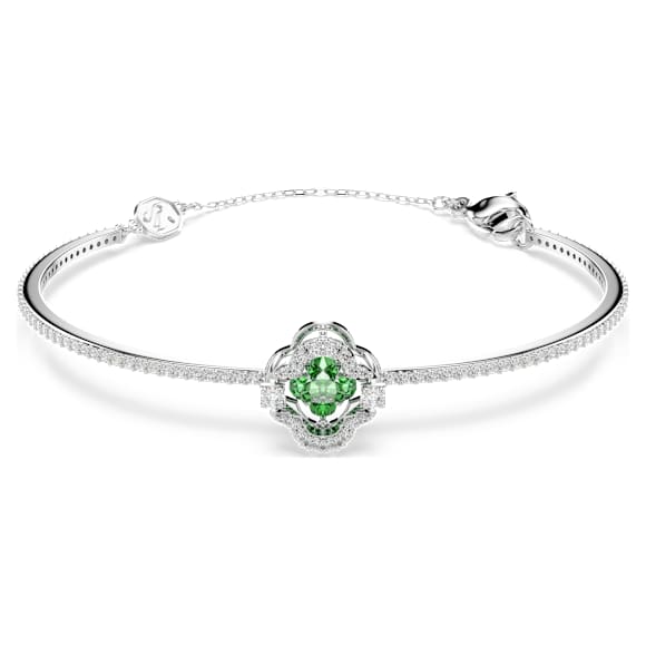 Bransoletka typu bangle Una Angelic, Szlify różnorodne, Zielona, Powłoka z rodu - Swarovski, 5757791