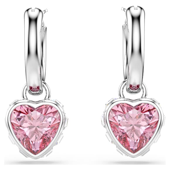 Długie kolczyki Chroma, Serce, Różowe, Powłoka z rodu - Swarovski, 5757814