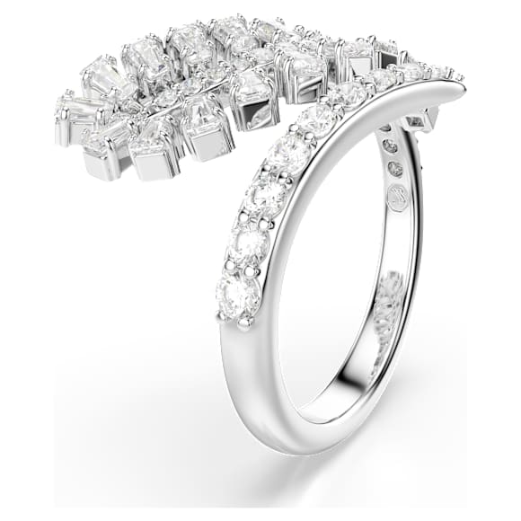 Vienna Offener Ring, Verschiedene Schliffe, Feder, Weiß, Rhodiniert - Swarovski, 5757835