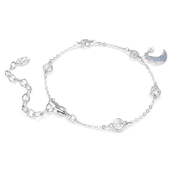 Braccialetto Symbolica, Taglio Round, Luna, Blu, Placcato rodio - Swarovski, 5757840