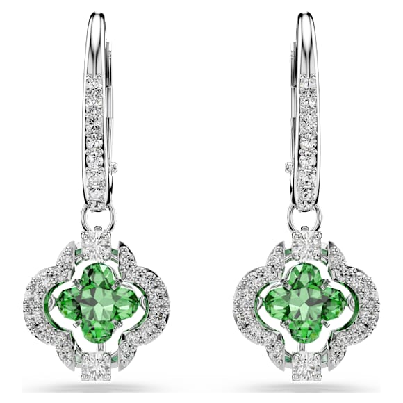 Pendientes Una Angelic, Tallas mixtas, Verdes, Baño de rodio - Swarovski, 5758001