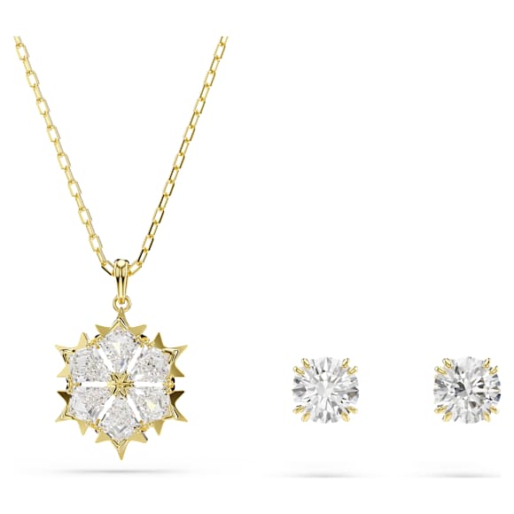 Magic szett, Szett (2), Vegyes metszéses, Hópehely, Fehér, 18 kt-os aranybevonat - Swarovski, 5758002