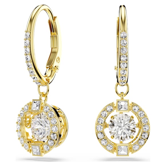 Visací náušnice Una Angelic, Kulatý výbrus, Bílá, Povrchová úprava z 18k zlata - Swarovski, 5758095