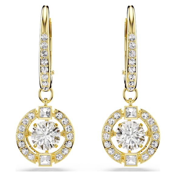 Una Angelic drop earrings, Round cut, White, 18K gold finish - Swarovski, 5758095