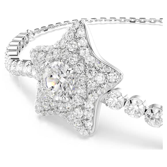 Náramek Sublima, Kulatý výbrus, Hvězda, Bílá, Pokoveno rhodiem - Swarovski, 5758392