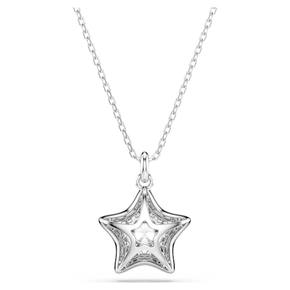 Sublima pendant, Round cut, Star, White, Rhodium plated - Swarovski, 5758393