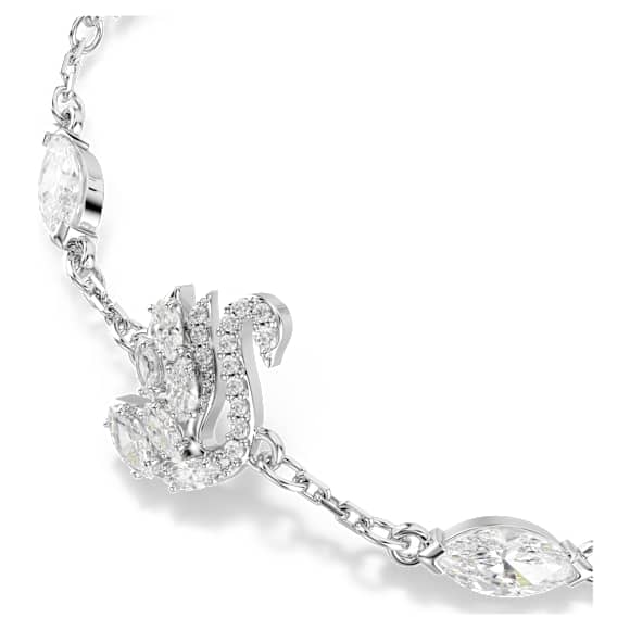 Swan bracelet, Mixed cuts, Swan, White, Rhodium plated - Swarovski, 5758682