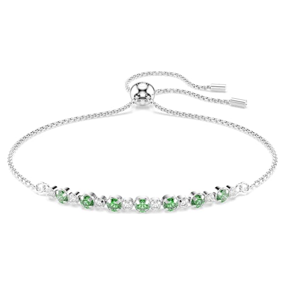 Matrix bracelet, Round cut, Green, Rhodium plated - Swarovski, 5758987