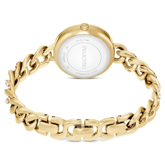 Cocktail round นาฬิกา, เจียระไนทรงกลม, สร้อยข้อมือโลหะ, โทนสีทอง, เคลือบโทนสีทอง - Swarovski, 5759698