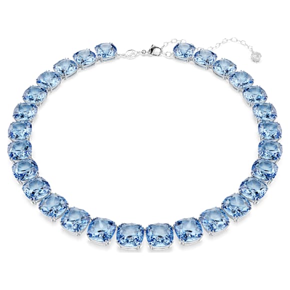 Millenia 項鏈, 枕形切割, 藍色, 鍍白金色 - Swarovski, 5760058
