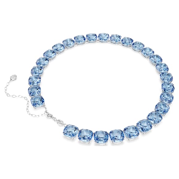 Millenia ネックレス, クッションカット, ブルー, ロジウム・プレーティング - Swarovski, 5760058