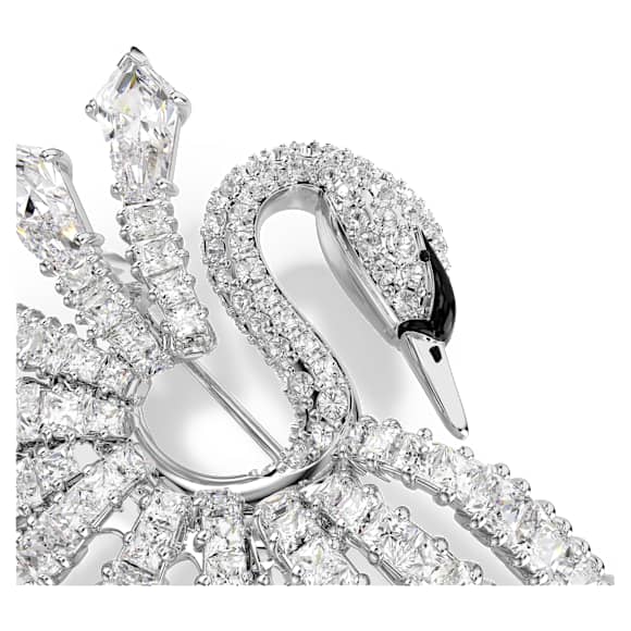 Broșă Vienna, Tăieturi mixte, Lebădă, Albă, Placat cu rodiu - Swarovski, 5760065