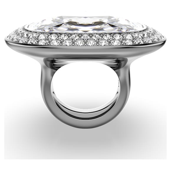Inel cocktail Una Angelic, Tăietură perniță, Alb, Placat cu ruteniu - Swarovski, 5760117