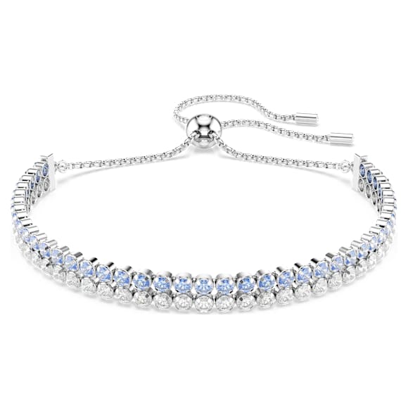 Brățară Matrix, Tăietură rotundă, Albastră, Placat cu rodiu - Swarovski, 5760151