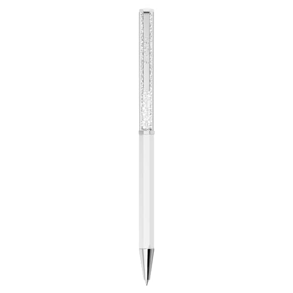 Kemični svinčnik Crystalline, Belo lakirano, kromirano - Swarovski, 5760217
