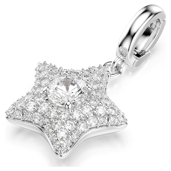 Sublima bedel, Ronde slijpvorm, Ster, Wit, Rodium toplaag - Swarovski, 5760562