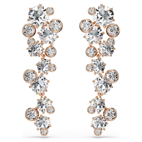 Constella earrings, Round cut, White, 18K rose gold finish - Swarovski, 5760992