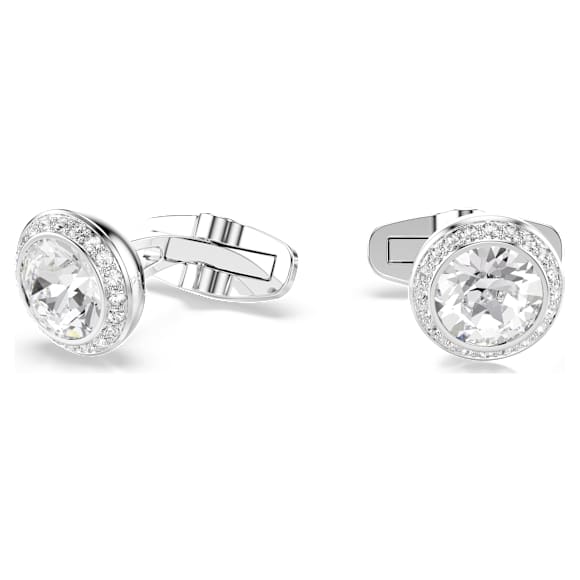 Una Angelic manchetknopen, Ronde slijpvorm, Wit, Rodium toplaag - Swarovski, 5761046