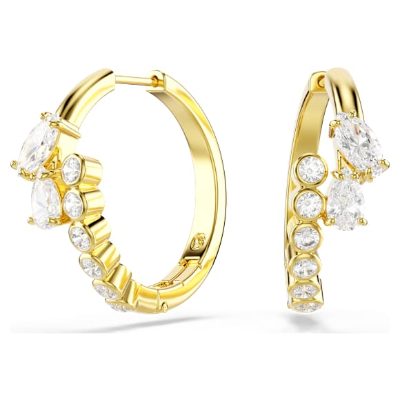 Mesmera フープピアス, ミックスカット, ホワイト, 18Kゴールドコーティング - Swarovski, 5761975
