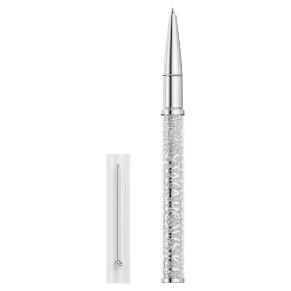 Crystalline ballpoint pen, White lacquered, chrome plated - Swarovski, 5762076