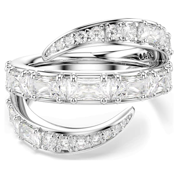 Vienna 戒指, 混合式切割, 天鵝, 白色, 鍍白金色 - Swarovski, 5762204