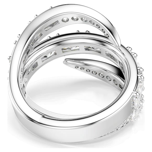 Vienna 戒指, 混合式切割, 天鵝, 白色, 鍍白金色 - Swarovski, 5762204
