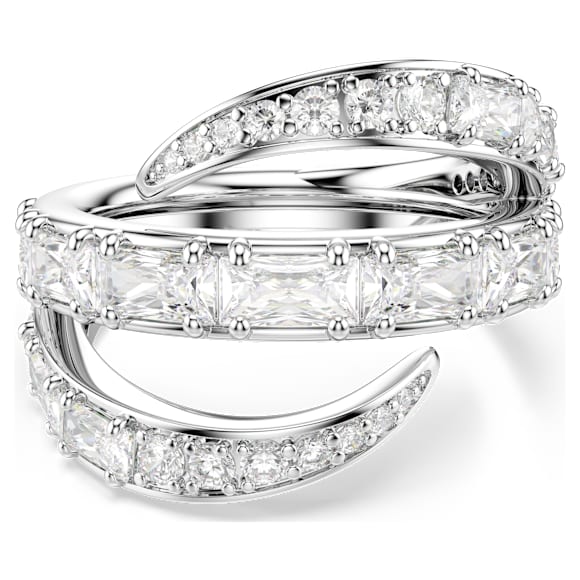 Vienna 戒指, 混合切割, 天鹅, 白色, 镀铑 - Swarovski, 5762205