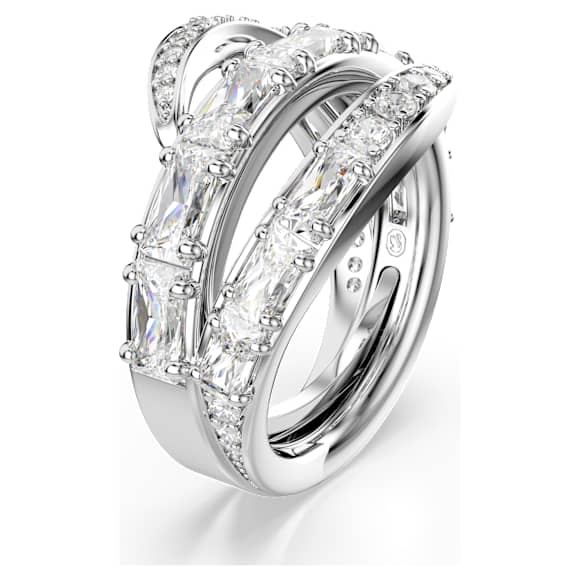 Vienna 戒指, 混合切割, 天鹅, 白色, 镀铑 - Swarovski, 5762205