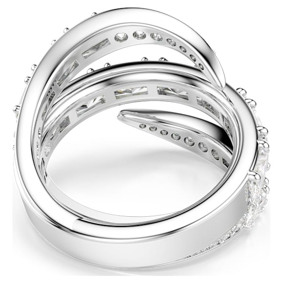 Vienna 戒指, 混合切割, 天鹅, 白色, 镀铑 - Swarovski, 5762205