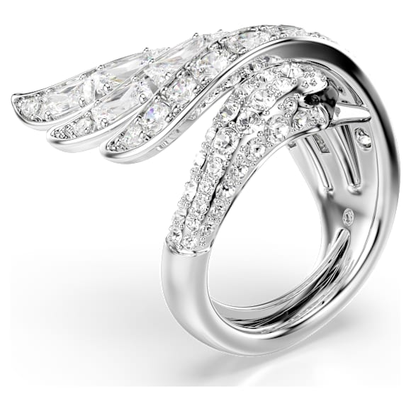 Vienna 個性戒指, 混合式切割, 天鵝, 白色, 鍍白金色 - Swarovski, 5762206
