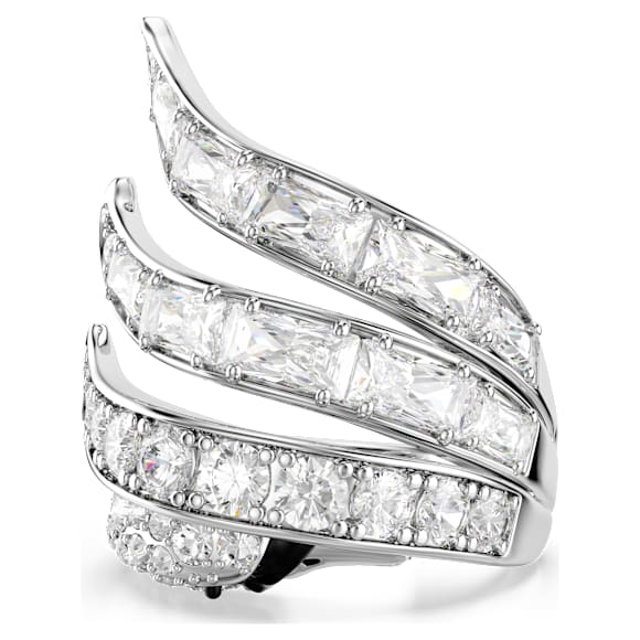 Vienna 个性戒指, 混合切割, 天鹅, 白色, 镀铑 - Swarovski, 5762207
