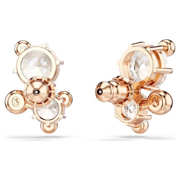 Constella stud earrings, Round cut, White, 18K rose gold finish - Swarovski, 5762347