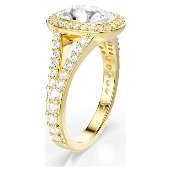 Una Angelic ring, Cushion cut, White, 18K gold finish | Swarovski