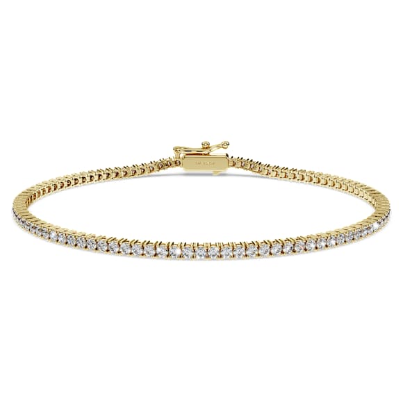 Bracelet Tennis Eternity, Diamants créés en laboratoire 1,5 ct tw, Forme ronde, Blanc, Or jaune 14 carats - Swarovski, 5763008