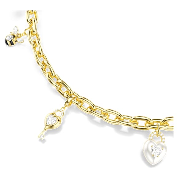 백 참, 믹스 컷, 화이트, 골드 톤 플래팅 - Swarovski, 5763021