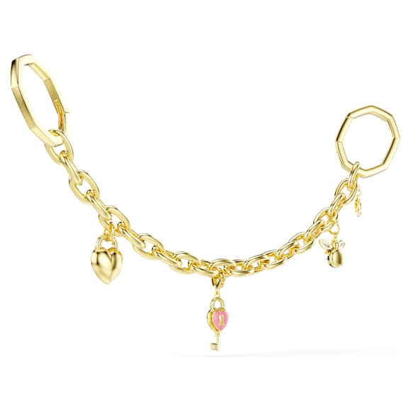 Bag charm, Mixed cuts, White, Gold-tone plated - Swarovski, 5763021