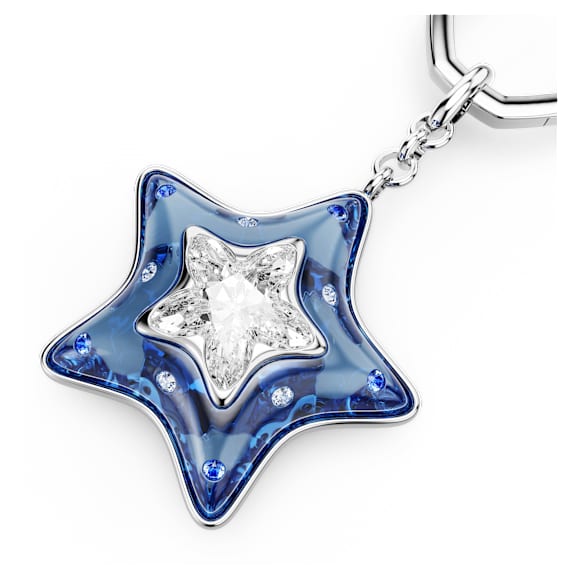 手袋墜飾, 混合式切割, 星星, 藍色, 鍍白金色 - Swarovski, 5763030