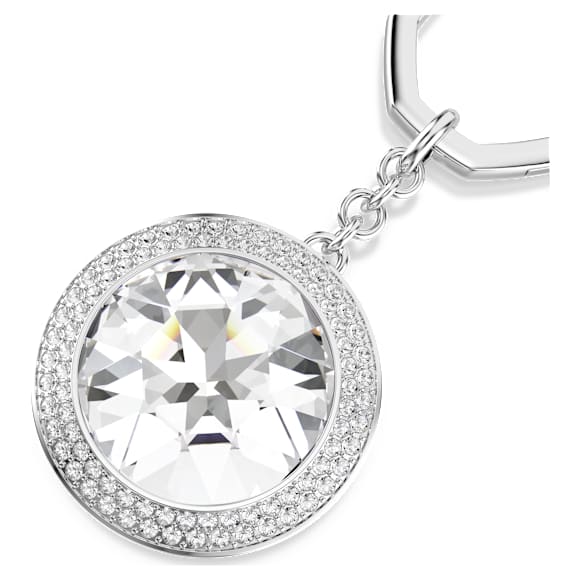 Bag charm, Round cut, White, Rhodium plated - Swarovski, 5763032