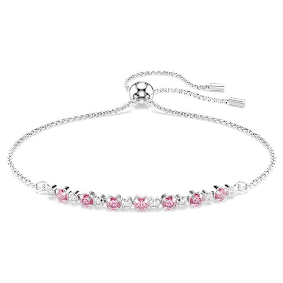 Matrix bracelet, Round cut, Pink, Rhodium plated - Swarovski, 5763042