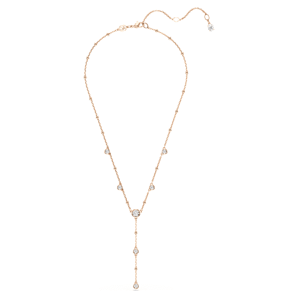 Imber Y形項鏈, 圓形切割, 白色, 鍍金（玫瑰金色飾面） - Swarovski, 5763813