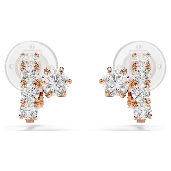 Pendientes de clip Matrix, Talla redonda, Blancos, Acabado en oro rosa de 18 quilates - Swarovski, 5763822