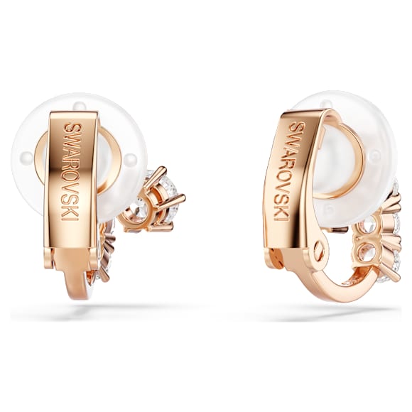 Matrix klipszes fülbevaló, Körmetszéses, Fehér, 18 kt-os rózsaarany bevonat - Swarovski, 5763822
