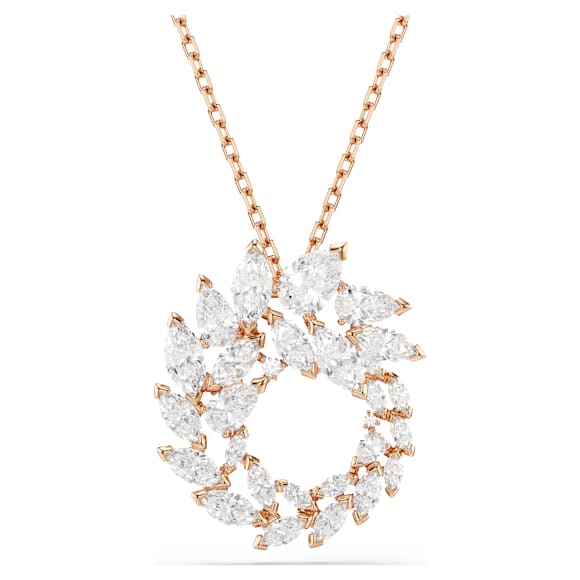 Obesek Mesmera, Markizni rez, Bel, V videzu rožnatega zlata 18K - Swarovski, 5764188