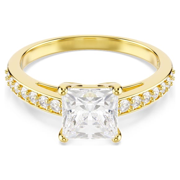 Attract Yüzük, Kare kesim, Pavé, Beyaz, 18k altın rengi yüzey - Swarovski, 5764193