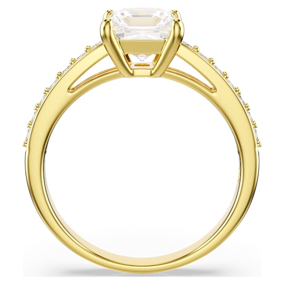 Attract 링, 스퀘어 컷, 파베, 화이트, 18K 골드 피니시 - Swarovski, 5764193